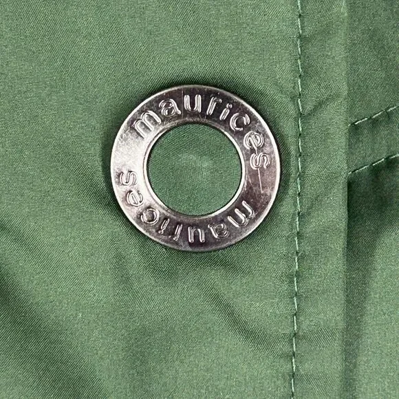 Fun DOWN Puffer VEST Maurices M with Faux Fur on Removable Hood Olive Green - Picture 5 of 13